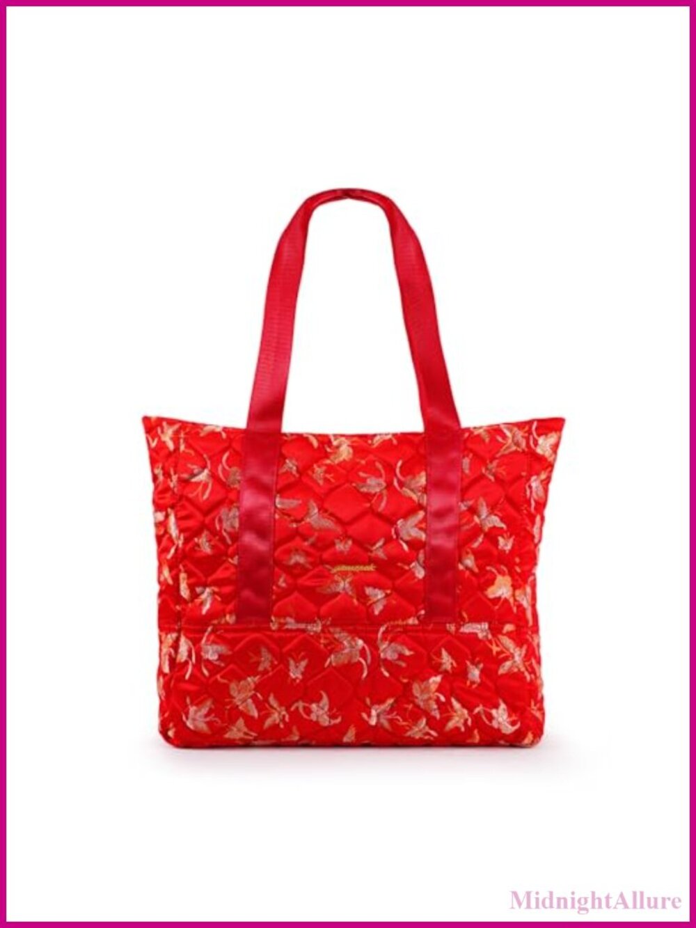 Quilted Embroidered Tote Bag with Zipper Pocket, Lightweight Handbag for Work